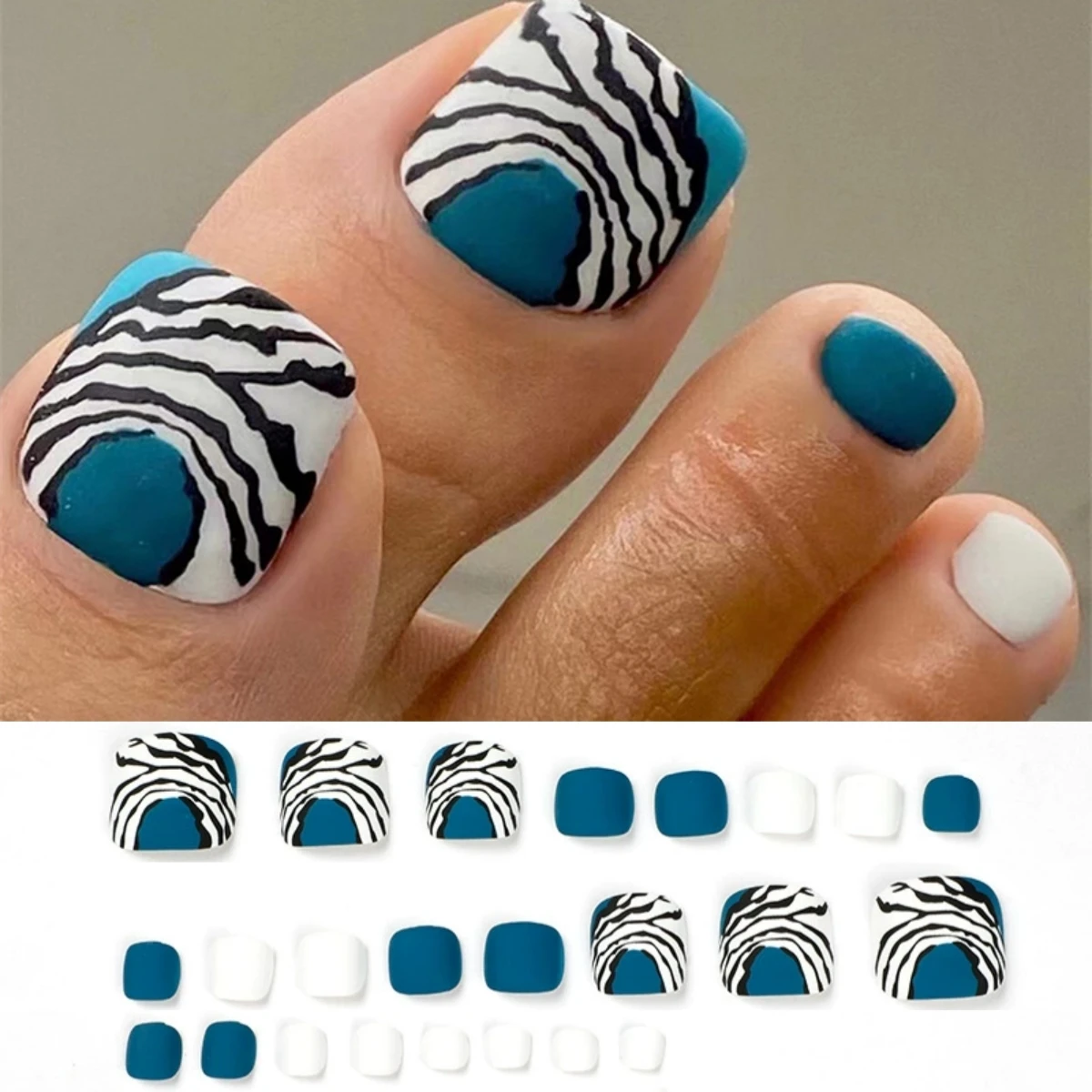 24 pçs/lote fluxo chocolate design acrílico imprensa em unhas brilhantes unhas falsas conjunto wearable curto forma plana unhas falsas arte