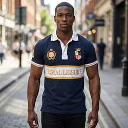 New Men's Polo Shirt Europe America Royal Leisure Advanced Pure Cotton High-End Embroidery Luxury Refined Top Original Design