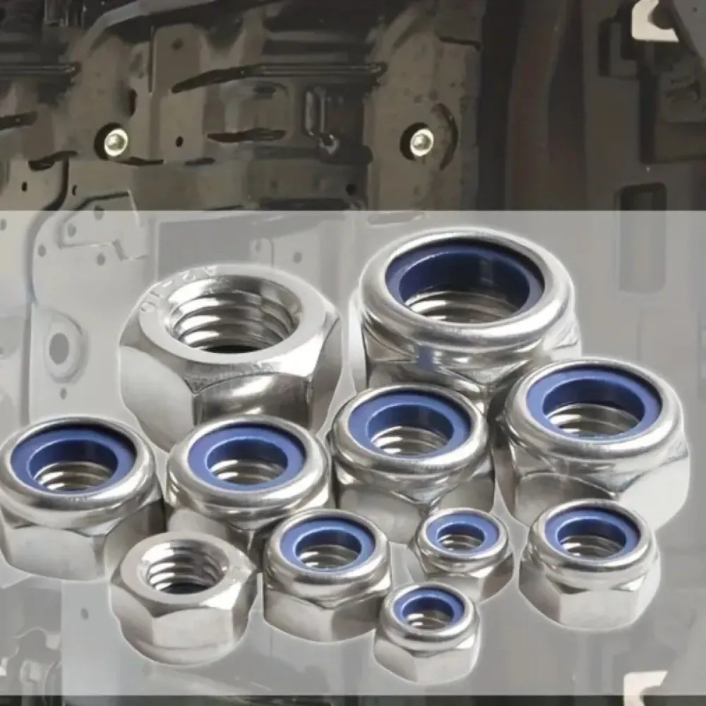 

175PCS Nylon Insert Lock Locknuts M3 M4 M5 M6 M8 M10 Assorted Sizes Screw Cap Assortment Kit Anti-Loose Stainless Steel