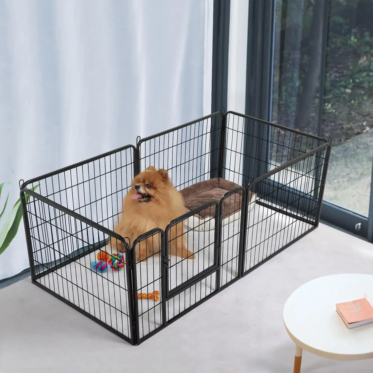 

24/32-Inch 6 Panel Heavy Duty Portable Pet Playpen Dog Exercise Pen Cat Fence Crate Cage Kennelwith Door Puppy Rabbits Play Pen