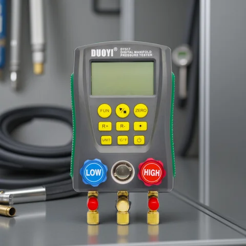 Digital refrigeration pressure gauge, air conditioning temperature detector, multi-function vacuum pressure test tool kit