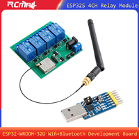 ESP32S 4CH Relay Module ESP32-WROOM-32U Wifi+Bluetooth Dev Board + 2.4G WIFI Antenna + CP2102 Serial Module for Arduino IoT