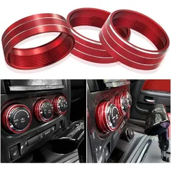 3 Pcs Air Condition A/C Climate Control Volume Center Knob Cover For Wrangler JK Switch Button Ring Trim For 2011-2018 Jeep