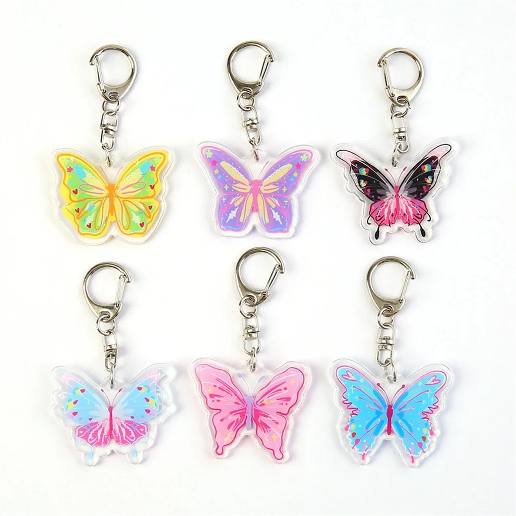 Butterfly Pendant Cartoon Acrylic Pendant Butterfly Key Ring Cute Acrylic Keychain For Friends Keys Family