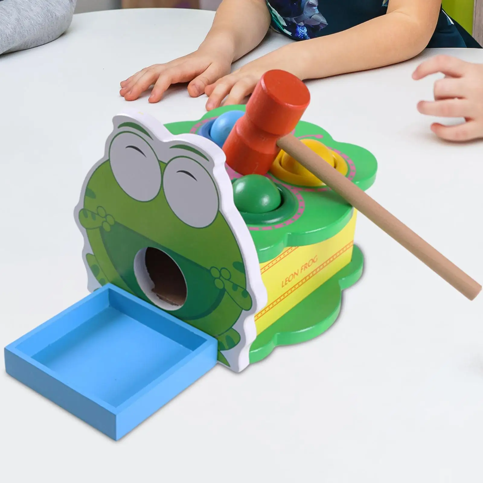 

Frog Wooden Pounding and Hammer Toy Baby Workbench for Baby Boys Girls