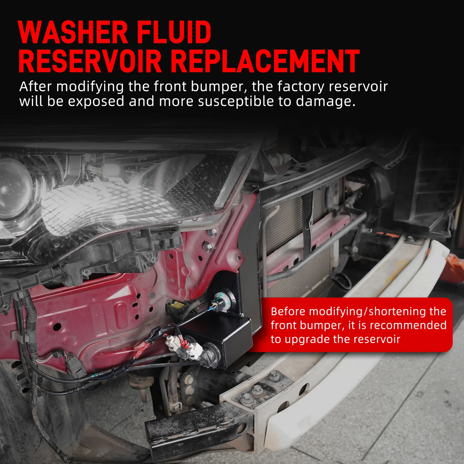 استبدال خزان سائل غسيل السيارات من الألومنيوم من BEVINSEE مع غطاء لسيارة Toyota 4Runner 14-24، استبدال 52103-35110، ملحقات السيارة