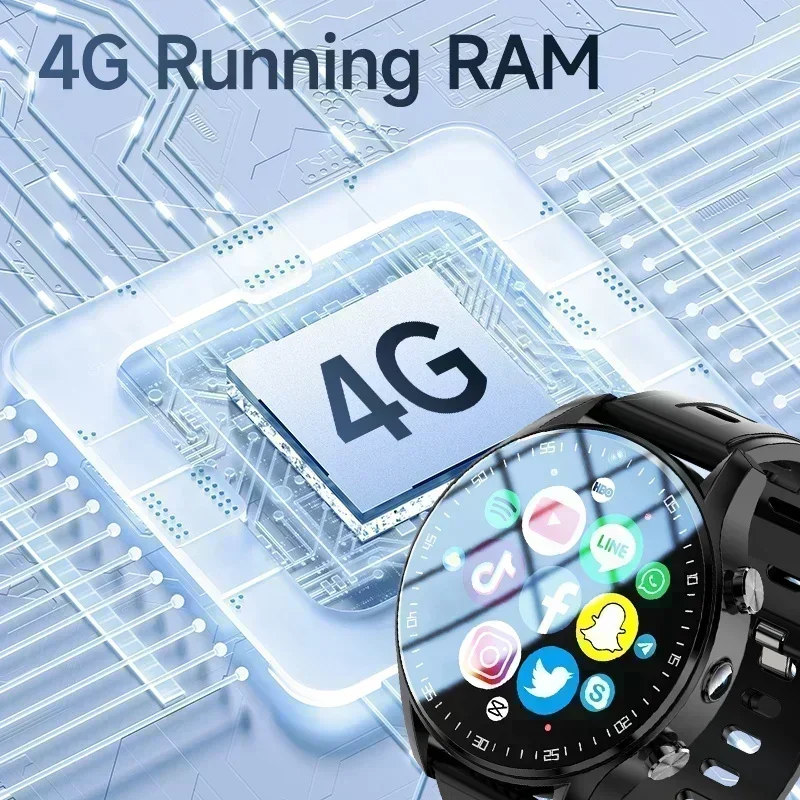 5G Network Android Dual Camera Video Call Smartwatch SIM Card WiFi GPS Waterproof Intelligent AI Play Store Men Sports Bluetooth