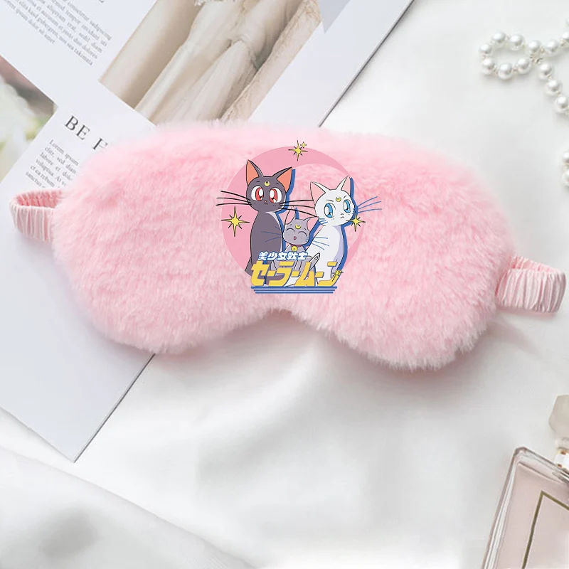 Sailor Moons Women's Sleep Eye Mask Plush Kawaii Anime Female Office Siesta Shade Help Patch Travel Relax Eye Mask Birthday Girl