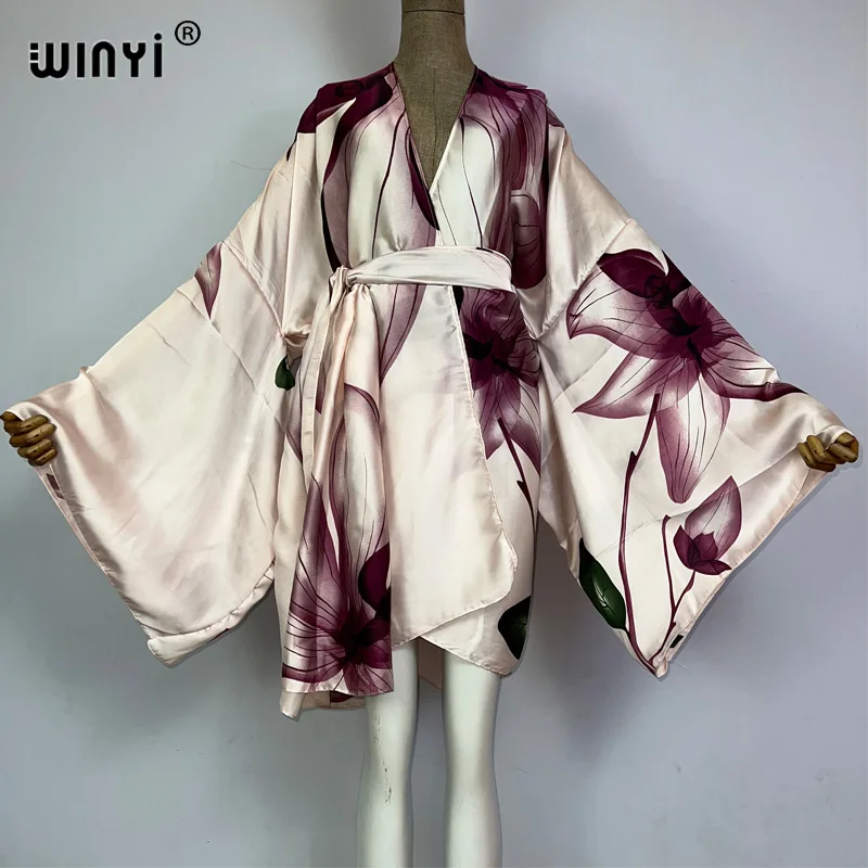 WINYI Africa kimono elegancka kwiatowa boho z nadrukiem boho kaftan dla kobiety elegancki kardigan seksowna plaża strój kąpielowy suknia wieczorowa