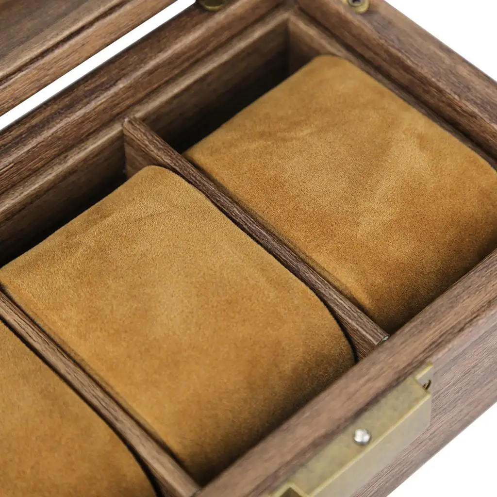 Portable Watch Box Wooden Display Case w/Clear Top and Lock Jewelry Storage