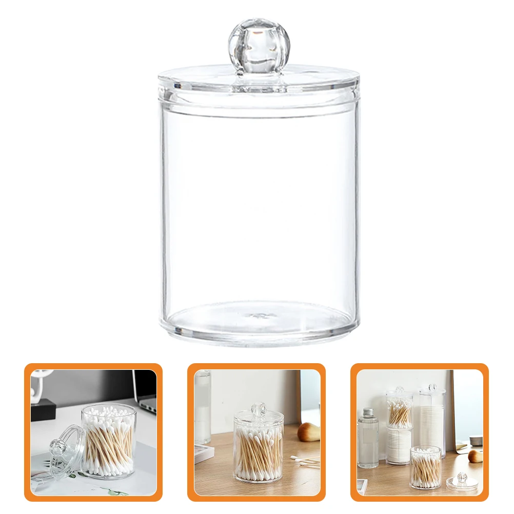 

Cotton Ball Dispenser Storage Jar With Lid Dustproof Organizer For Cotton Swabs Tampons Face Brushes Bathroom Accessories