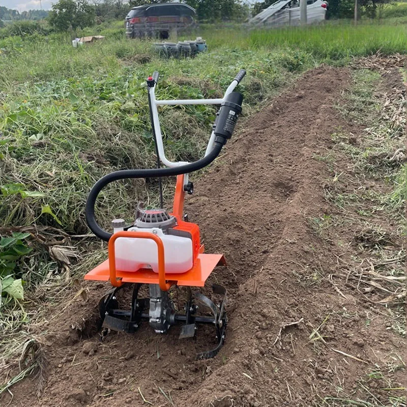 Gasoline Small Micro Tiller High Power Rotary Tiller Multifunctional Cultivator Weeding Ditching Loosening Soil Plowing