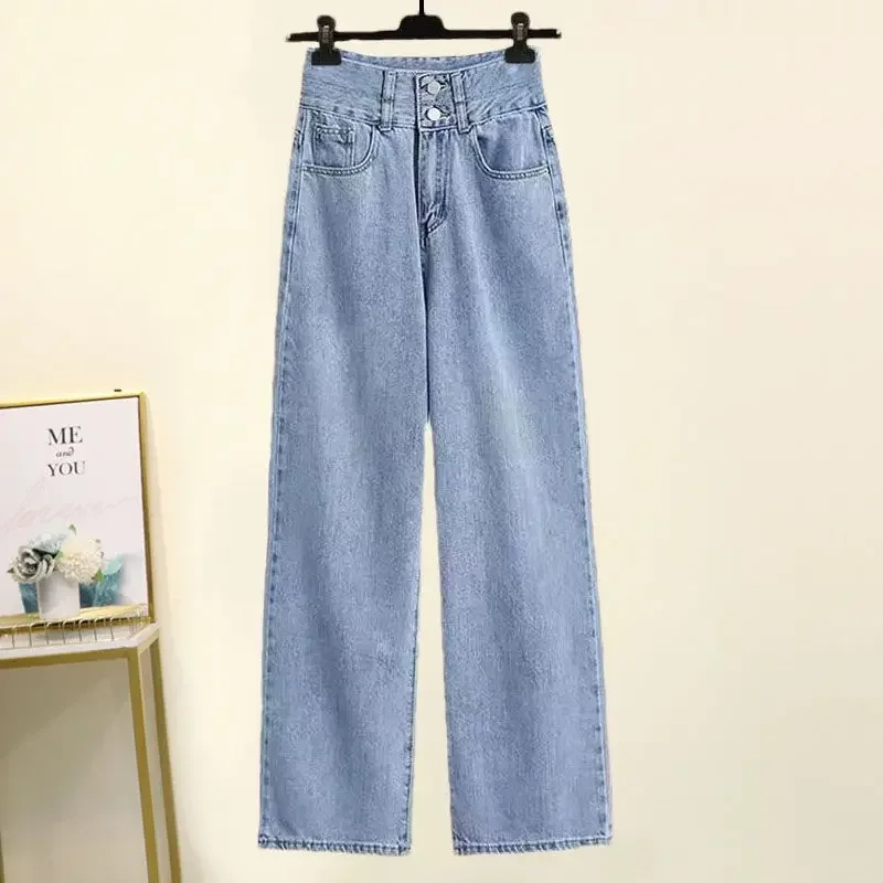 Celana wanita musim semi musim panas baru Set yang cocok wanita kasual longgar kemeja garis rompi Jeans tiga potong setelan blus celana Denim pakaian