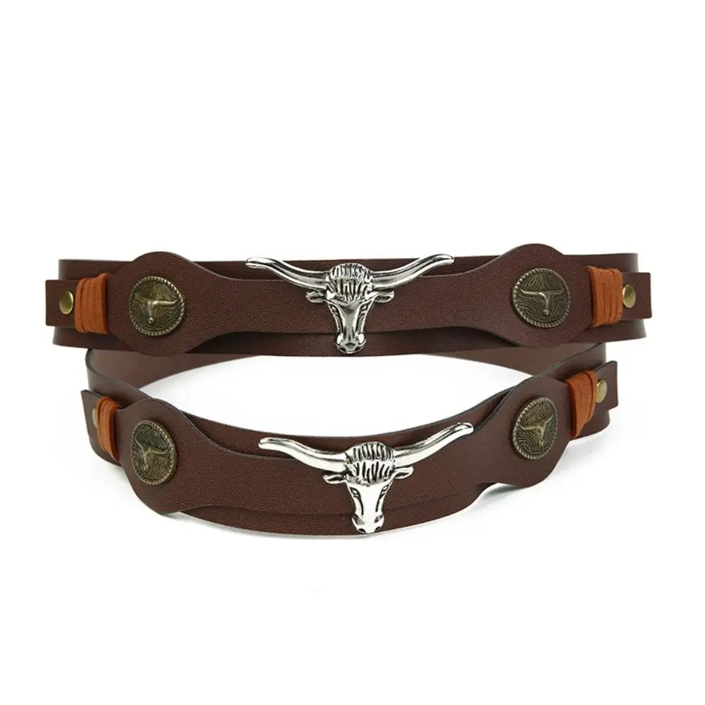 Fashion PU Cowhead Belt Adjustable Handmade Belt Buckles Handwoven Belt Accessories Women