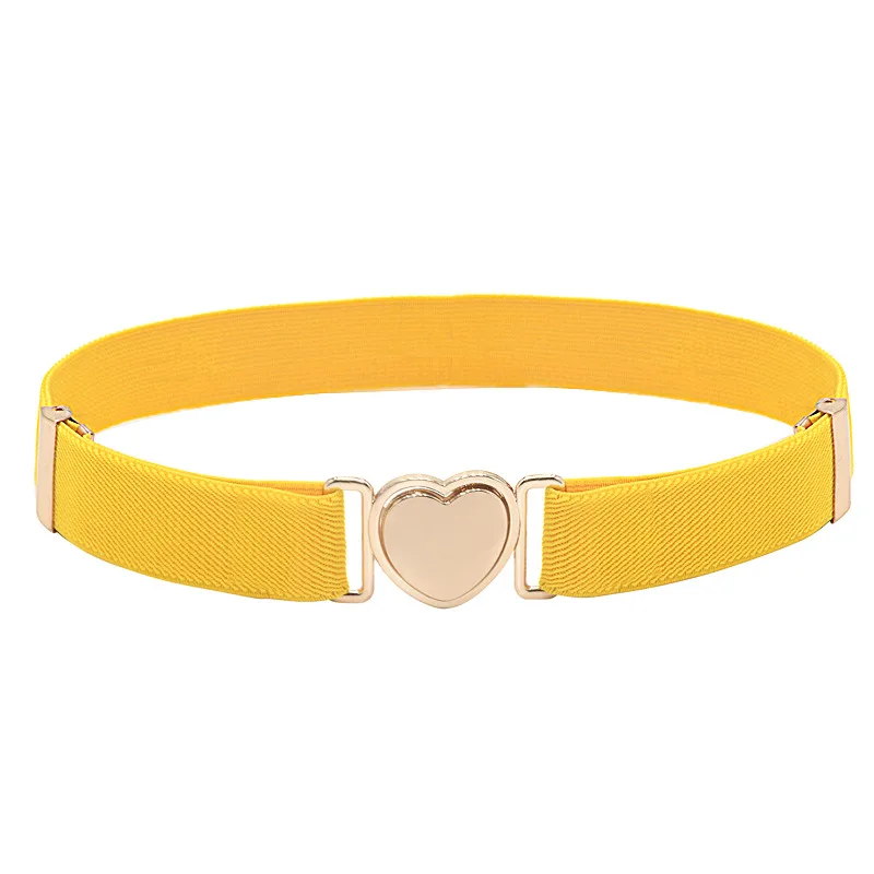 55cm Heart Buckle Elastic Belt Candy Color No Buckle Stretch Belt Adjustable Invisible Belts For Girls Decorative skirt