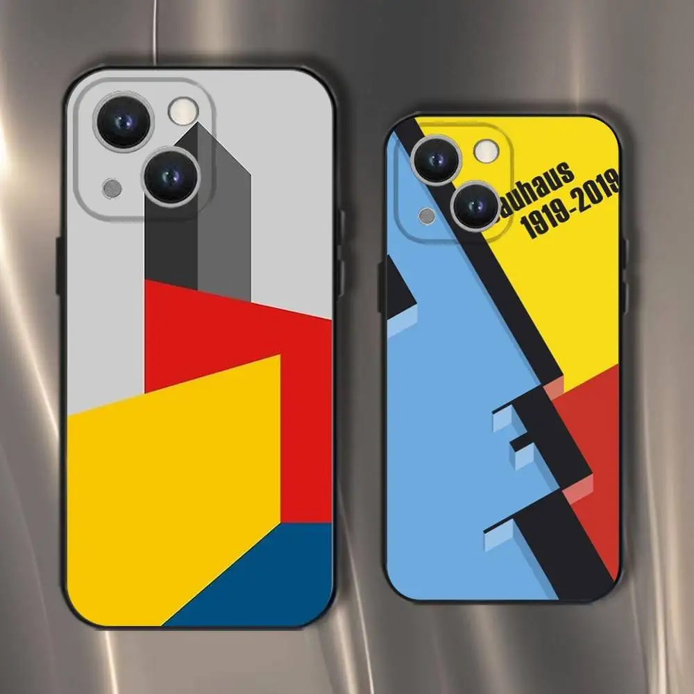 

Bauhaus Exhibition Art Phone Case For iPhone 16,15,14,13,12,11,Pro,XS,Max,XR,Plus,E,SE4,Mini Black Soft Cover