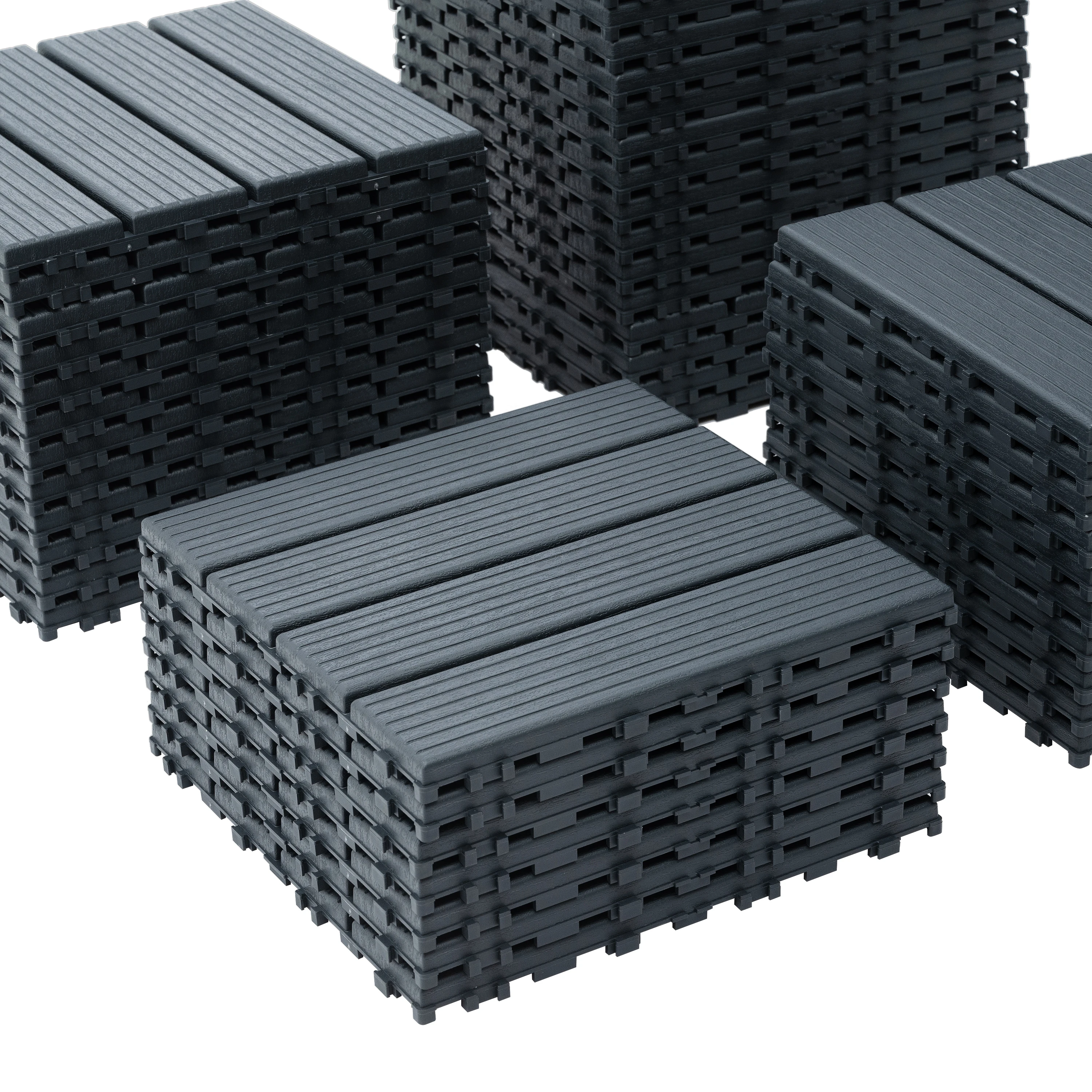 

44 Pieces Patio Floor Tiles, 30CM x 30CM Square Waterproof Outdoor All-Weather Use, Plastic Interlocking Floor Tiles, Poolside B