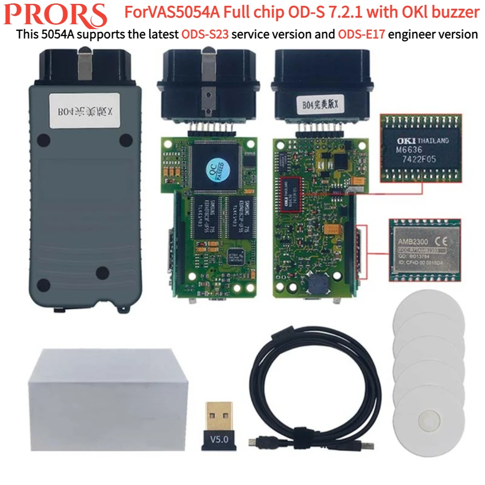 NEW ForVAS5054A Full-chip 0DIS 7.2.1 with OKI Buzzer for Volks-g Au-i Sk-da Diagnostic Tool Instrument 12.1.1 0DIS 5.2.6 5054A