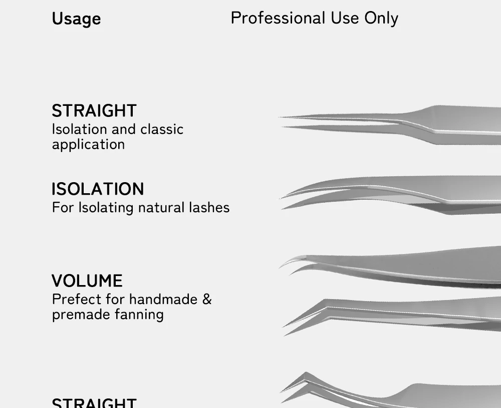 LUKATME 5 Stück Präzisionspinzetten aus Edelstahl mit Rutschfester Faserspitze, Professionelle Wimpernverlängerungspinzetten, Wimpern-Make-up-Werkzeuge – Detail 5