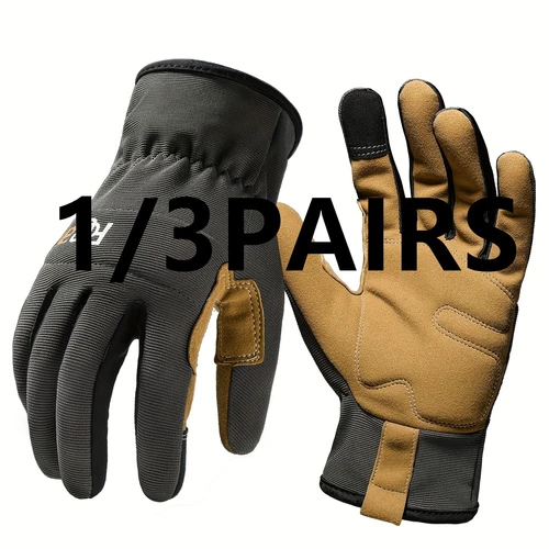 1/3 pares de guantes de trabajo para hombres y mujeres: mecánicos ligeros, construcción, antistrappo, compatibles con pantalla táctil, agarre antideslizante
