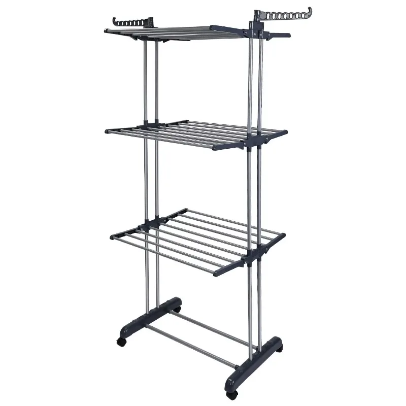

Drying Rack Rolling Foldable Laundry Dryer Hanger Bracket Rail Rack Double-sided Wardrobe Drying Rack
