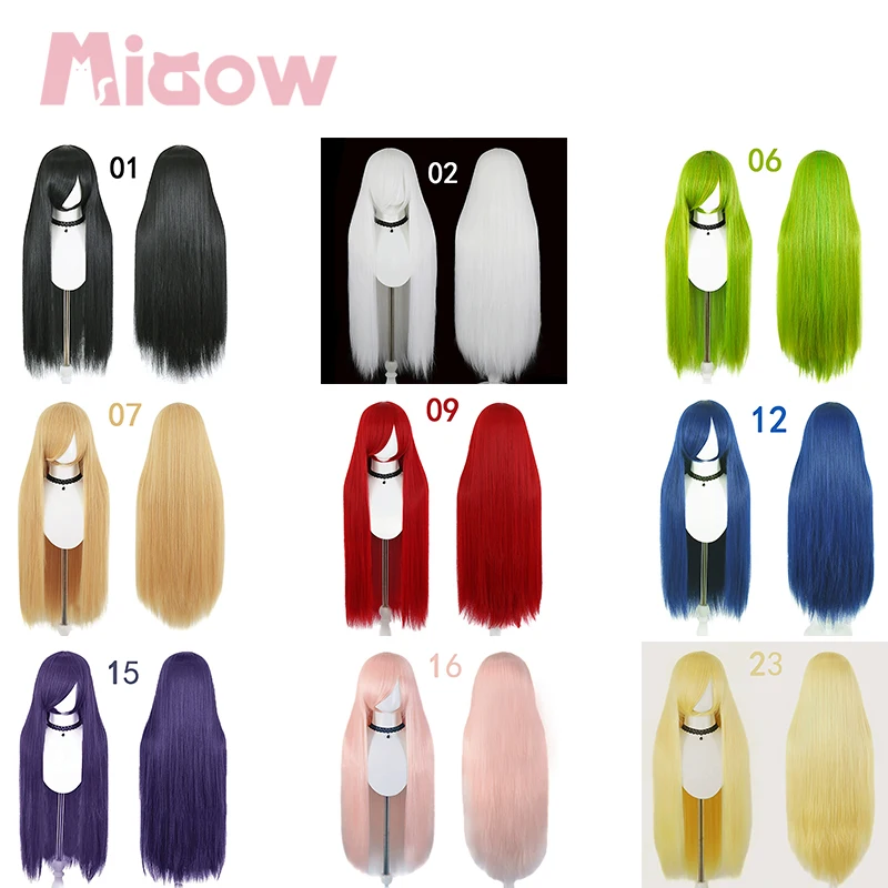 100cm Long Straight Cosplay Versatile Wig 27 Colors Matte High‑Temperature Fiber Rose Net Synthetic Hair Wig for Halloween Party
