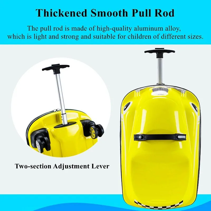 20 Inch Kid Riding Trolley Case 3 in 1 Luggage Suitcase Lightweight Cartoon Simulation Car Toy Scooter Trolley Case for Boys Kid