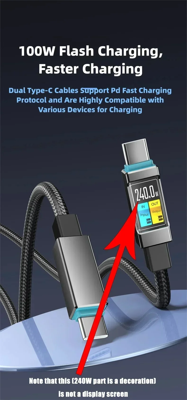 PD USB-C-Kabel, Schnellladekabel für Handys, Datenkabel für iPhone 17, Samsung, Xiaomi, Huawei, USB-Typ-C-auf-Typ-C-Schnellladekabel. – Detail 1