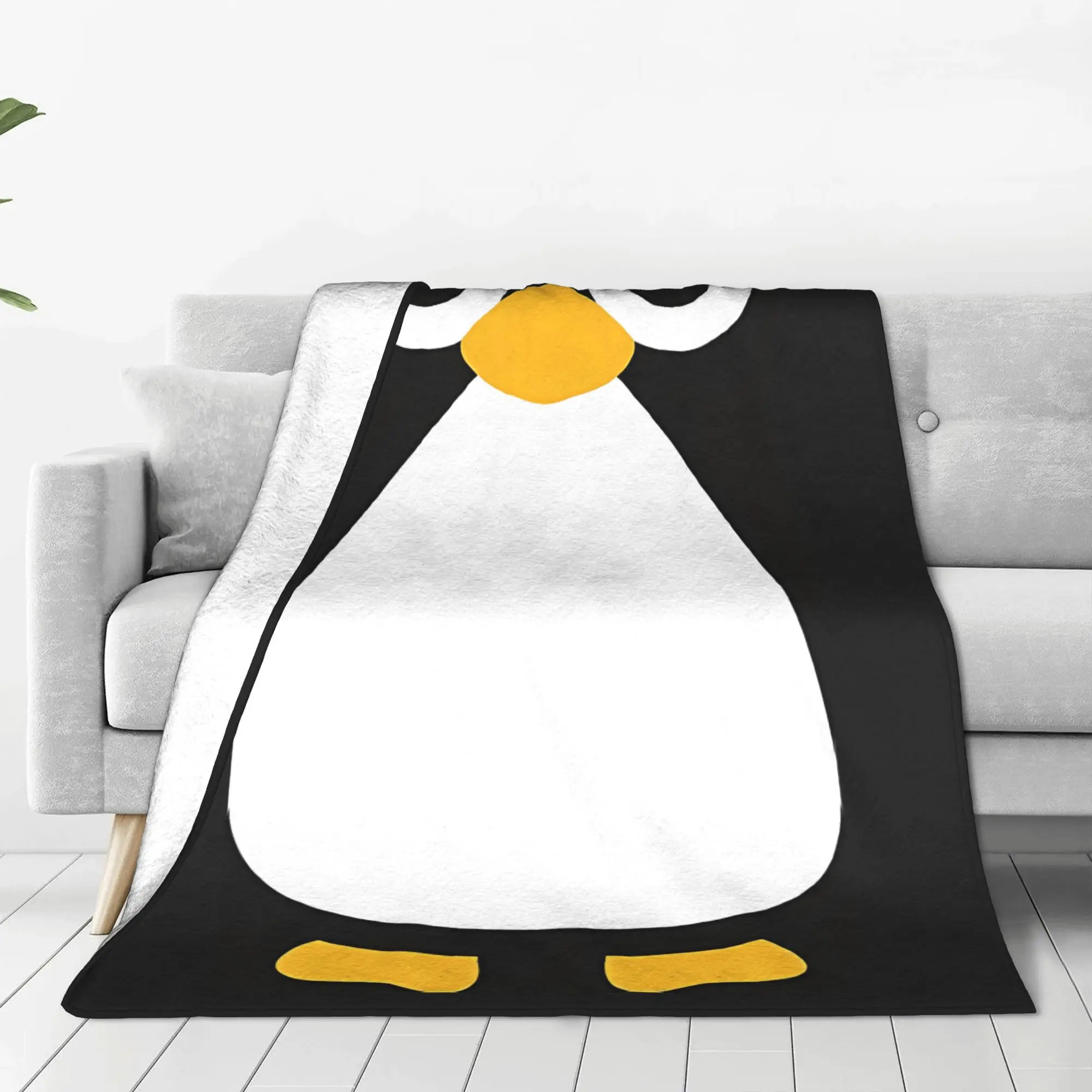 1PC Home Cute Room Decor Vector Penguin Blanket Throw Blanket Animal Face Novelty Warm Blanket All Season