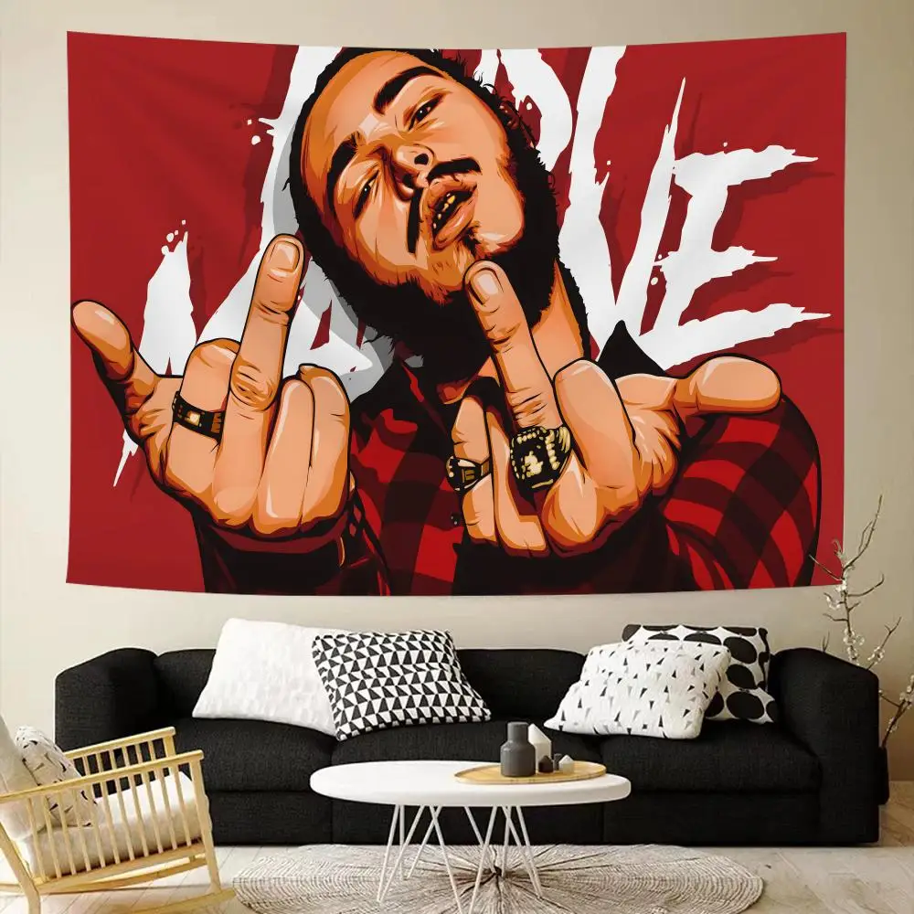 Hiphop rapper Post M-maloneS Tapestry House Bedroom Living Bar Garden Microfiber Decoration Background