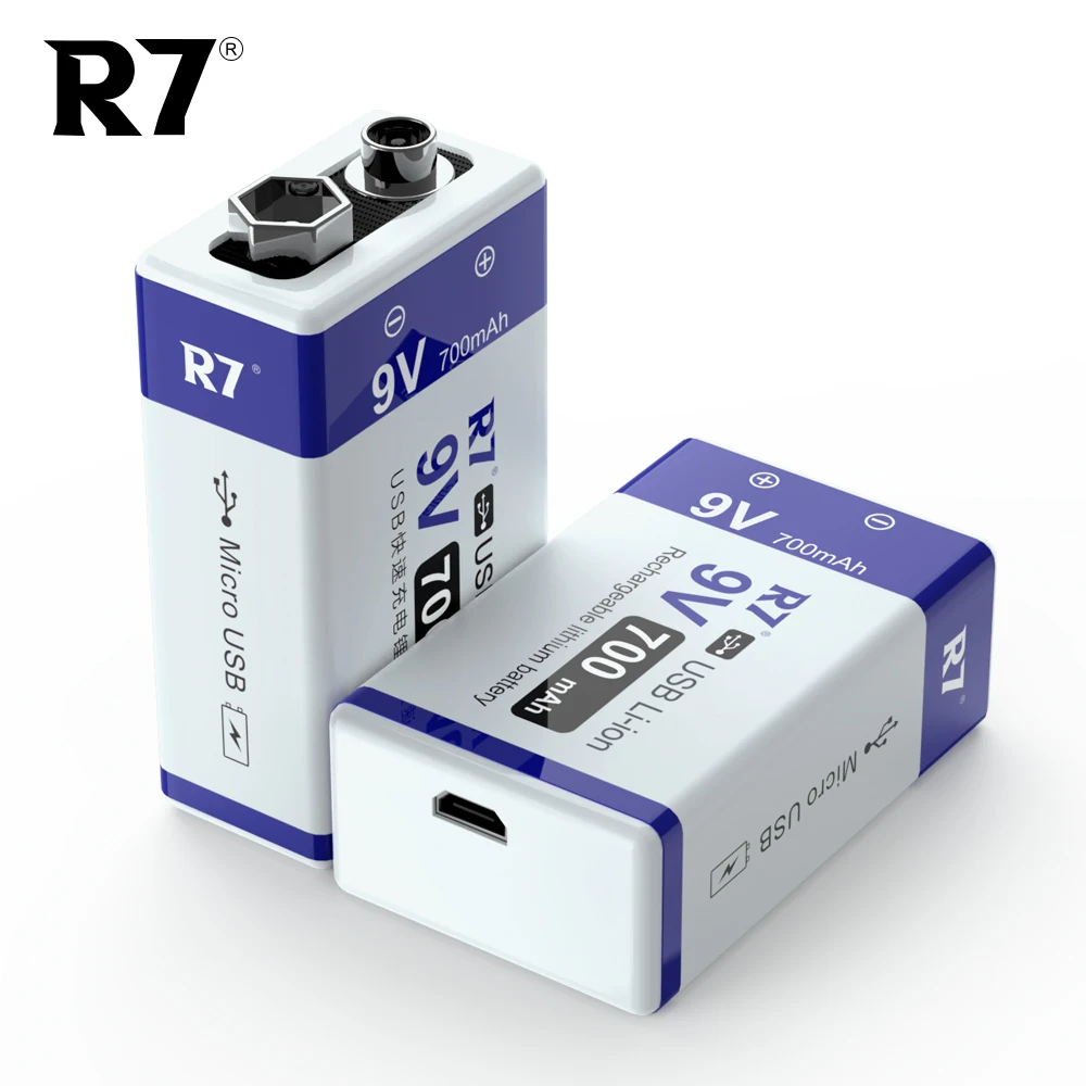 40 قطعة R7 9 فولت بطارية ليثيوم أيون قابلة للشحن 700 مللي أمبير 9 فولت بطاريات USB ليثيوم 9 فولت 6F22 للكشف عن الدخان للكشف عن المعادن