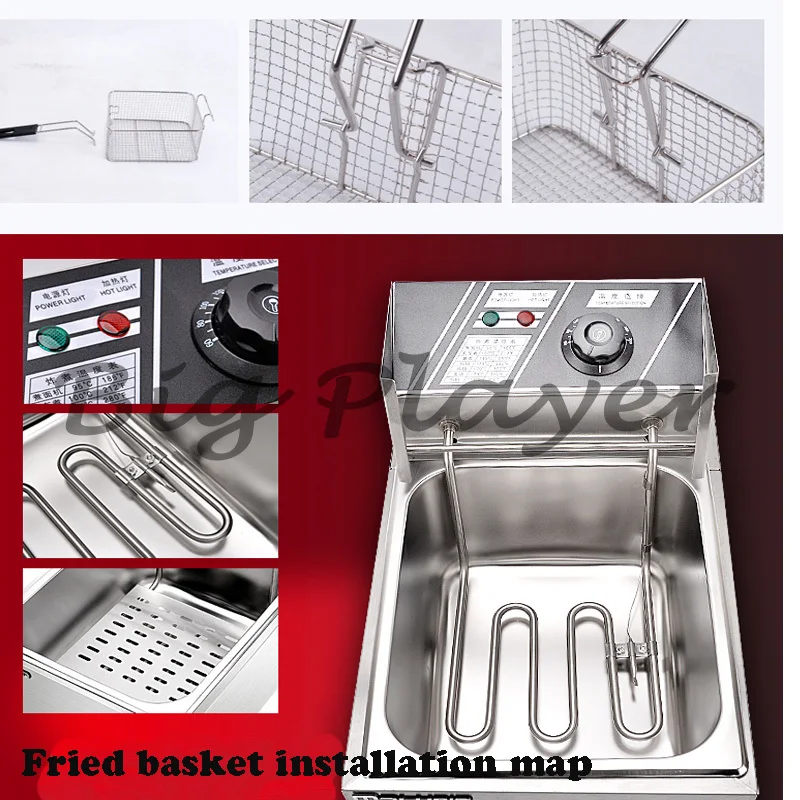 Freidora Eléctrica Comercial de Acero Inoxidable, Freidora Eléctrica de Doble Tanque con Canastas, Cocina para Freír