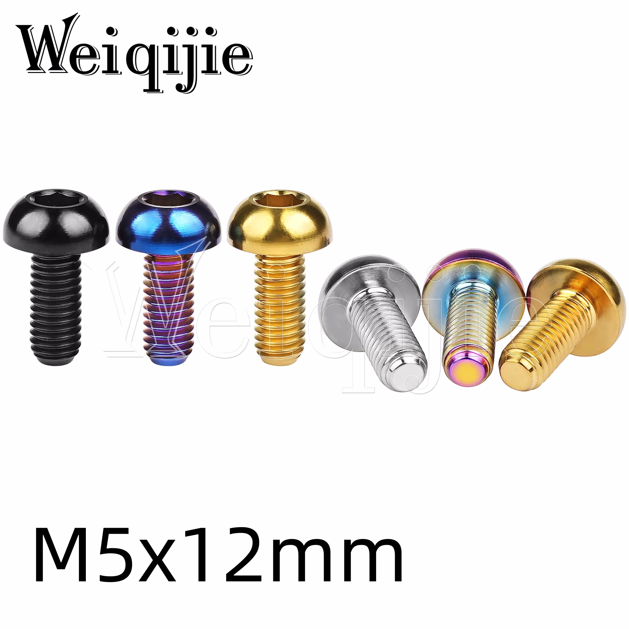 

Weiqijie 6pcs Titanium Bolts M5x12mm Hexagon Bolt Semicircle Bicycle Head Kettle Screw Cage