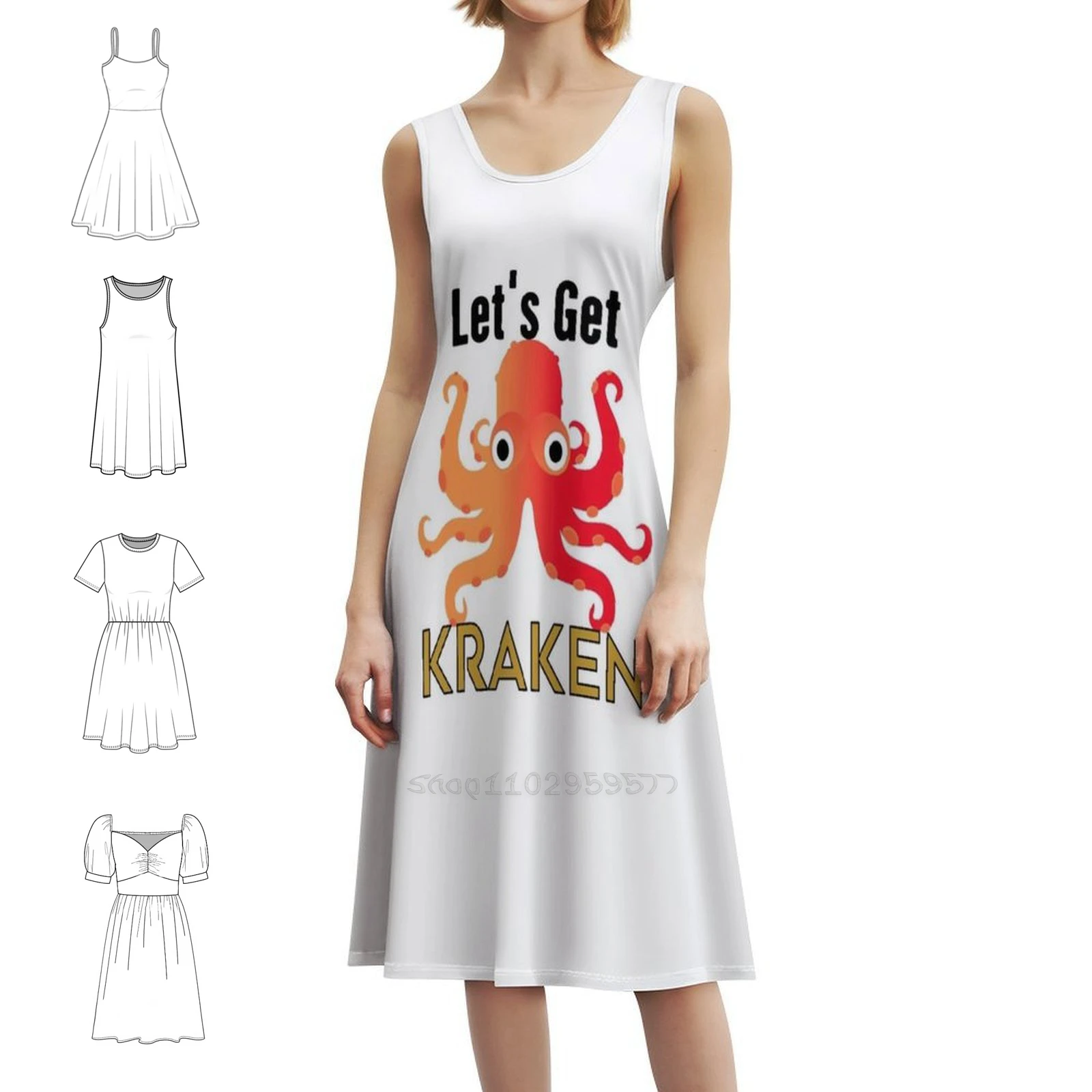 

Lets Get Kraken Boho Chic Dress Элегантное модное пляжное свадебное платье Lets Get Kraken Octopus Monster Женские платья