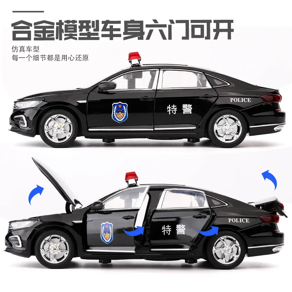 1:24 Volkswagen Passat police car High Simulation Diecast Metal Alloy Model car Sound Light Pull Back Collection Toy Gifts