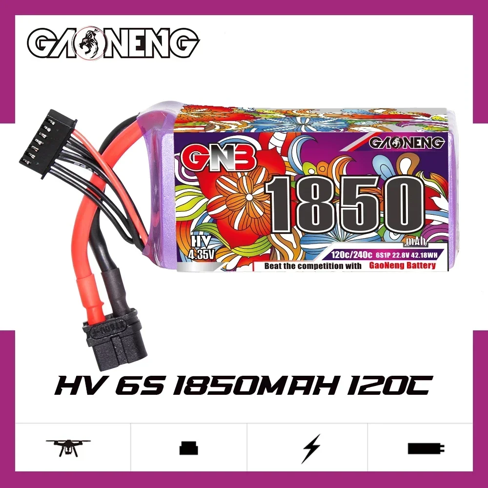 GAONENG GNB 1850mAh HV 6S 120C 240C 22.8V XT60 LiPo Batterij 5 tot 6 inch Drone 180-330mm Borstelloze FPV Crocodile5 Baby