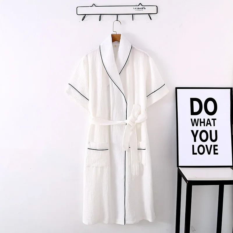 

Cotton Gauze Short Sleeve Robe Women Sleepwear Couple Shower Bathrobe Gown Kimono Intimate Lingerie Sleepwear Loungewear