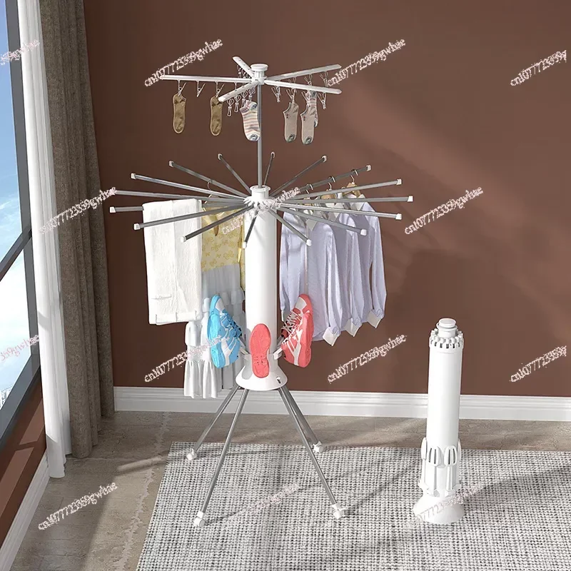

Folding Drying Rack Balcony Home Floor Free Installation Octopus Hanging Drying Rack Movable Invisible Aluminum Alloy Hanger