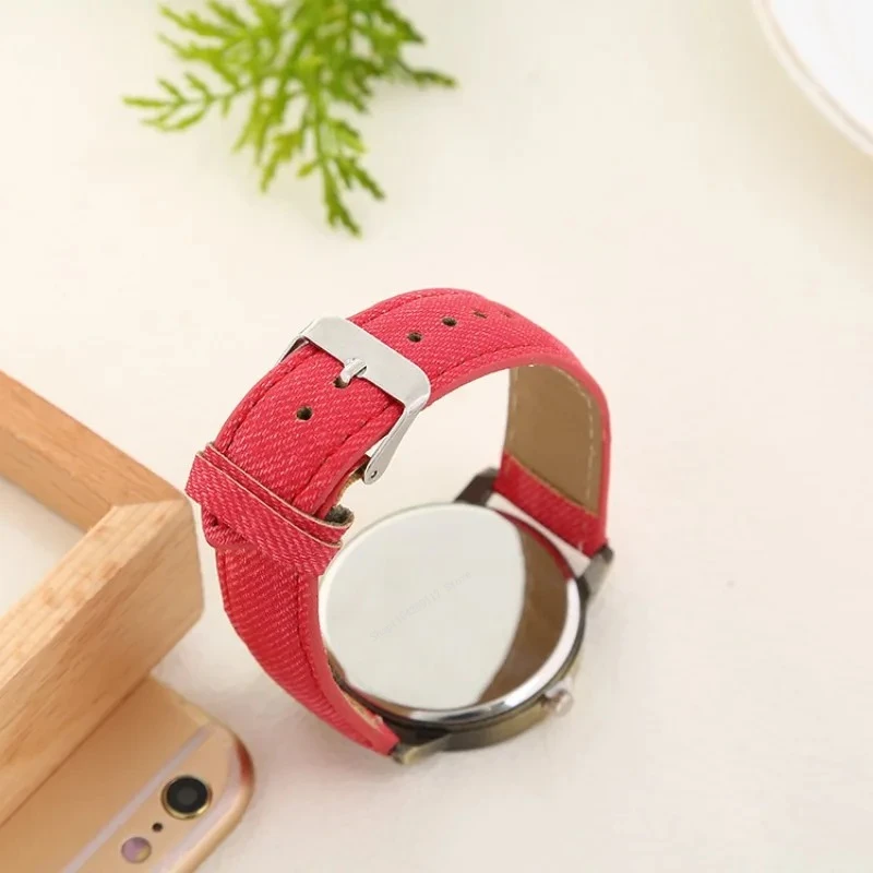 데님 가죽 스트랩 여성용 시계, 학생용 쿼츠 시계, 가죽 밴드, 숙녀 원피스 손목시계, 핫 시계, Relogio Feminino