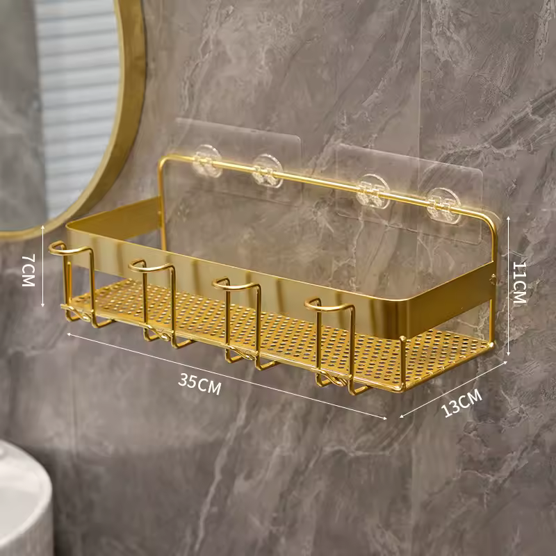 Gold toothbrush storage rack, bathroom wall mounted toothbrush mouth cup storage rack, bathroom accessories bathroom shelves