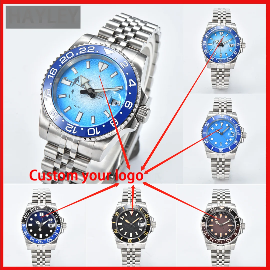 

40MM Men's Watch NH35 Fully Automatic Mechanical Wristwatch Glow Dial Sapphire Mirror Classic Water Ghost Men's Watch