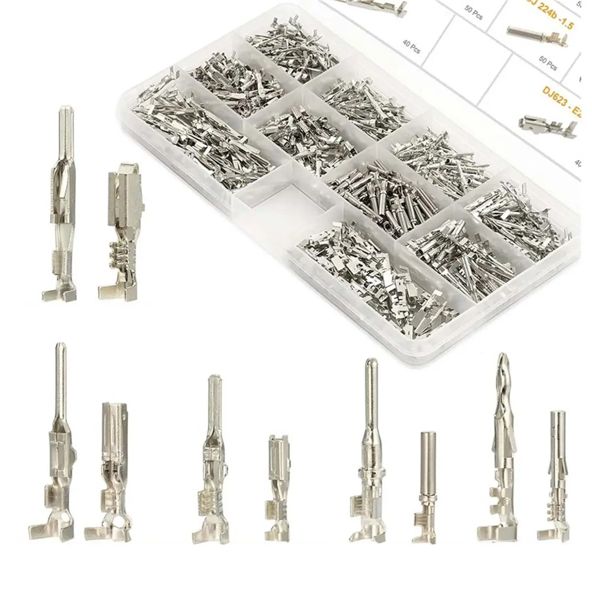 Automotive Electrical Pin Connectors 440Pcs Kit 1.5-2.8Mm Pin Terminals Wire Connector Harness For 22-12 Gauge Plug-A61E