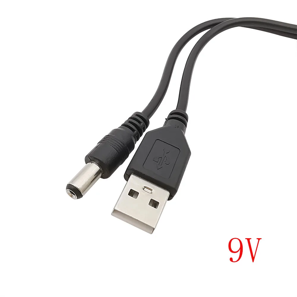 1Pcs USB 2.0 Type A Male to 5.5 x 2.1mm/5.5 x 2.5mm 5/9V DC Power Male Plug Connector For Small Devices USB Cable 0.8/1M