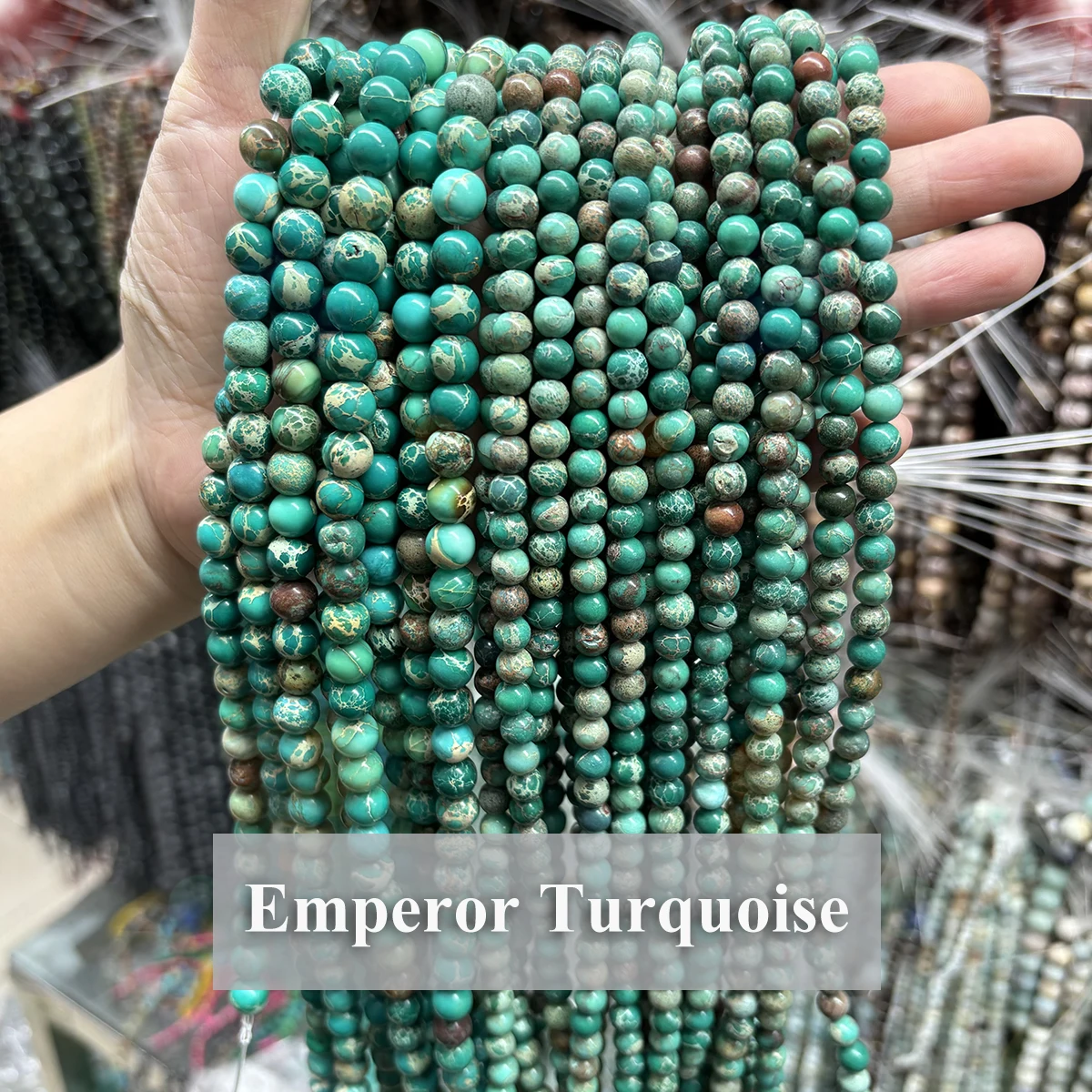 Dark Green Emperor Turquoise Beads 4 6 8 10mm Natural Stone Round Bead Gemstone Making DIY Bracelet Necklace Jewelry Accessories