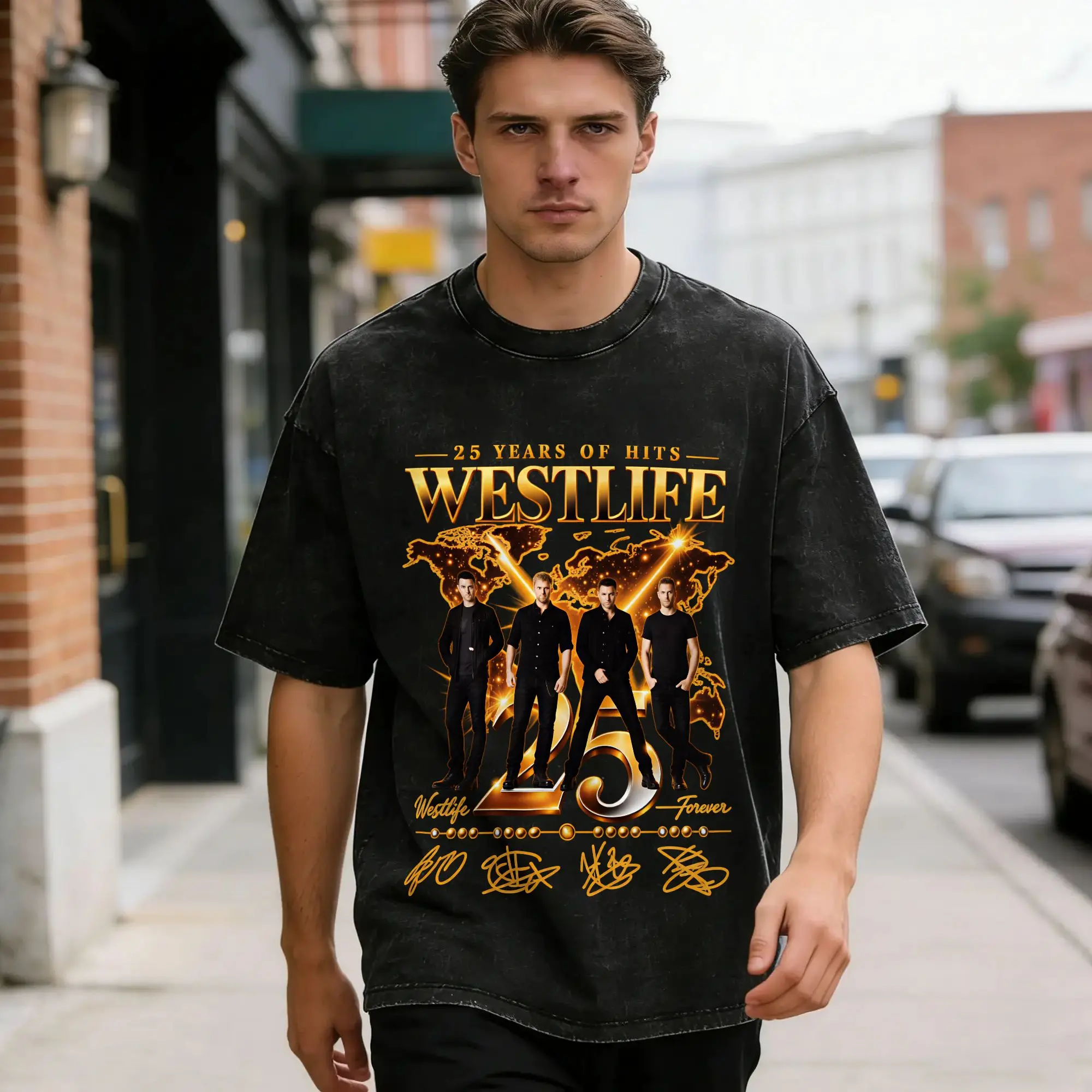 Oversized Washed T Shirt Westlife 25th Anniversary Tour 2026 Cotton T Shirts  Trending T Shirt for Man Summer Y2K Retro Top Tees