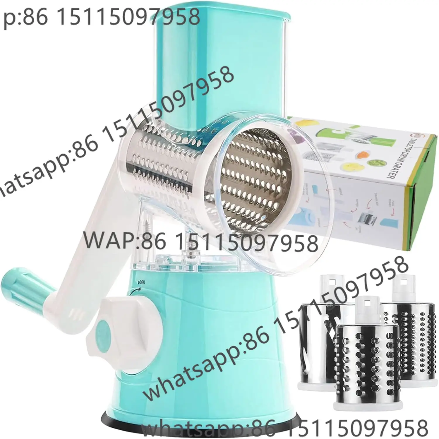 

Универсальная терка Master, легко моющаяся вращающаяся терка для сыра и овощерезка с 3 сменными лезвиями из нержавеющей стали