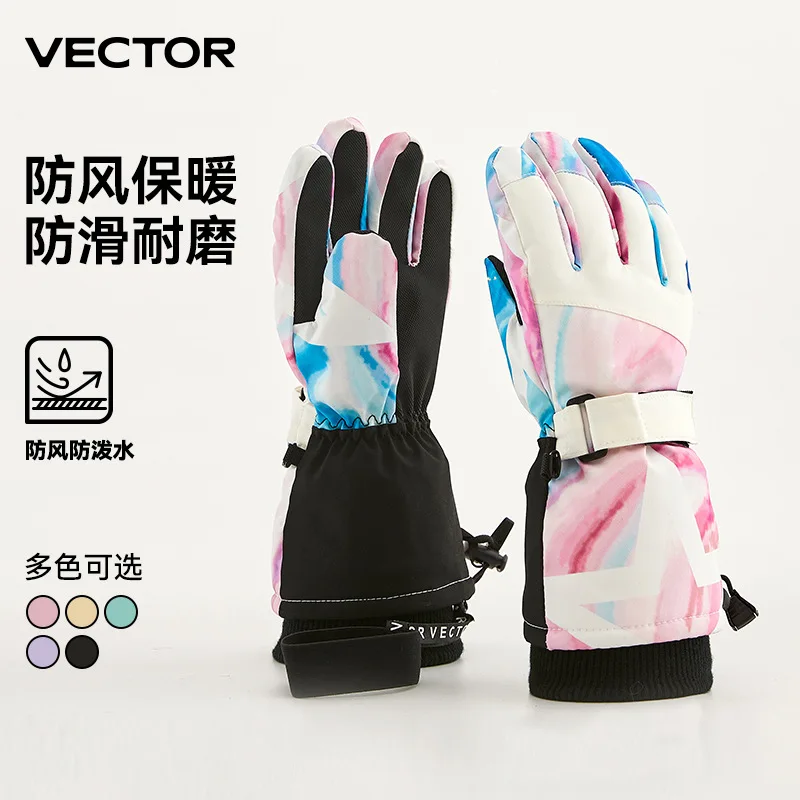 vector-ガールズボーイズ冬用スキーグローブ防水暖かいスノーグローブ子供用防風スキースノーボードグローブ乗馬グローブ