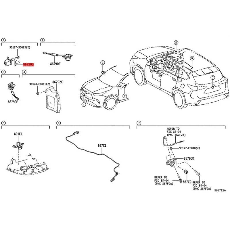 Car Front View Camera Front Image Camera Assembly For Toyota Highlander 2021-2022 86790-0E050 867900E050