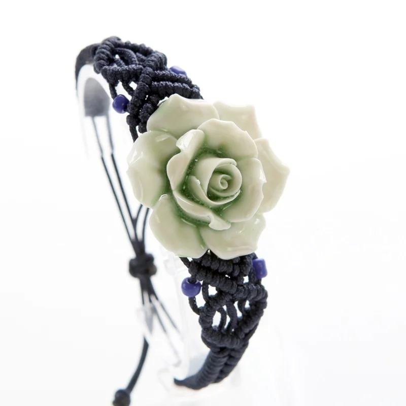 2023 New Fashion handmade Knitted Flower Ceramic Bracelets for Women Girls Lovers Gifts