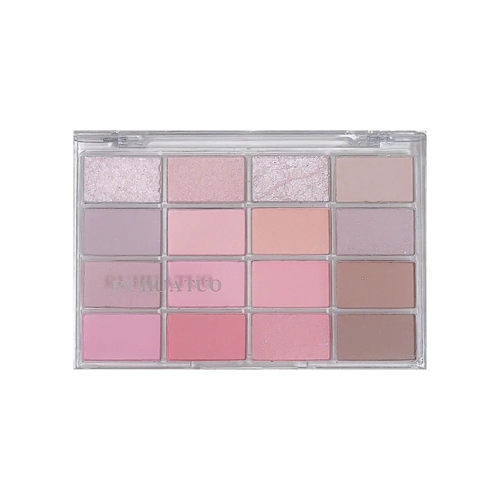 Paleta de sombra de ojos brillante de 16 colores, sombra de ojos con purpurina mate nacarado rosa de baja saturación, maquillaje de ojos de larga duración 2025